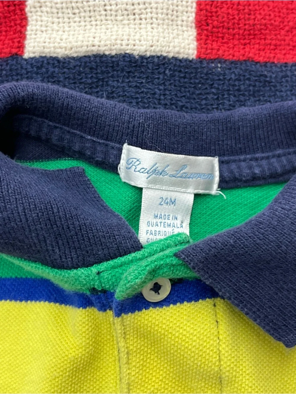 Ralph Lauren Boys Navy, Yellow, Blue & Green Striped Polo Boys Size 24 Months